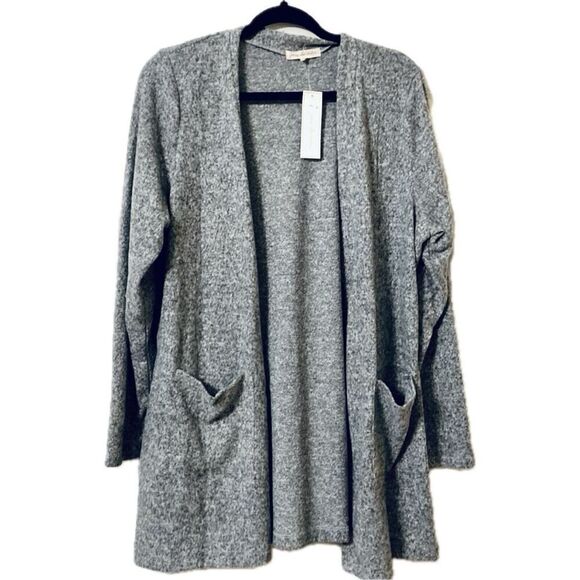 NWT Gorgeous Joie de Vibre 2X Grey Light Super Soft Cardigan Sweater w/ Pockets - Picture 1 of 10